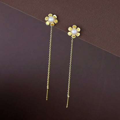 Golden Flower Pearl Earring